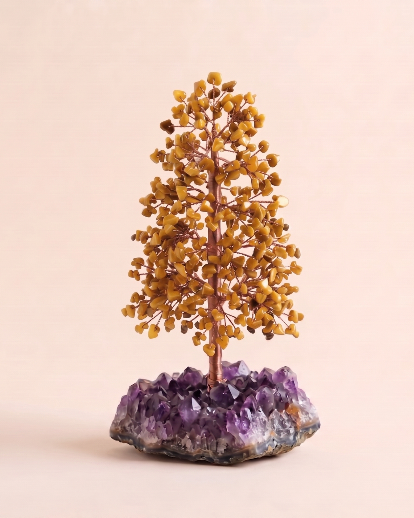 Courage Guardian Tree - Tiger’s Eye Crystal Tree with Amethyst Base