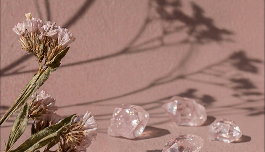 A rose quartz tree placed quietly by your bedside,