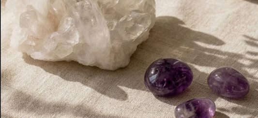 amethyst crystal tree on desk for calming space