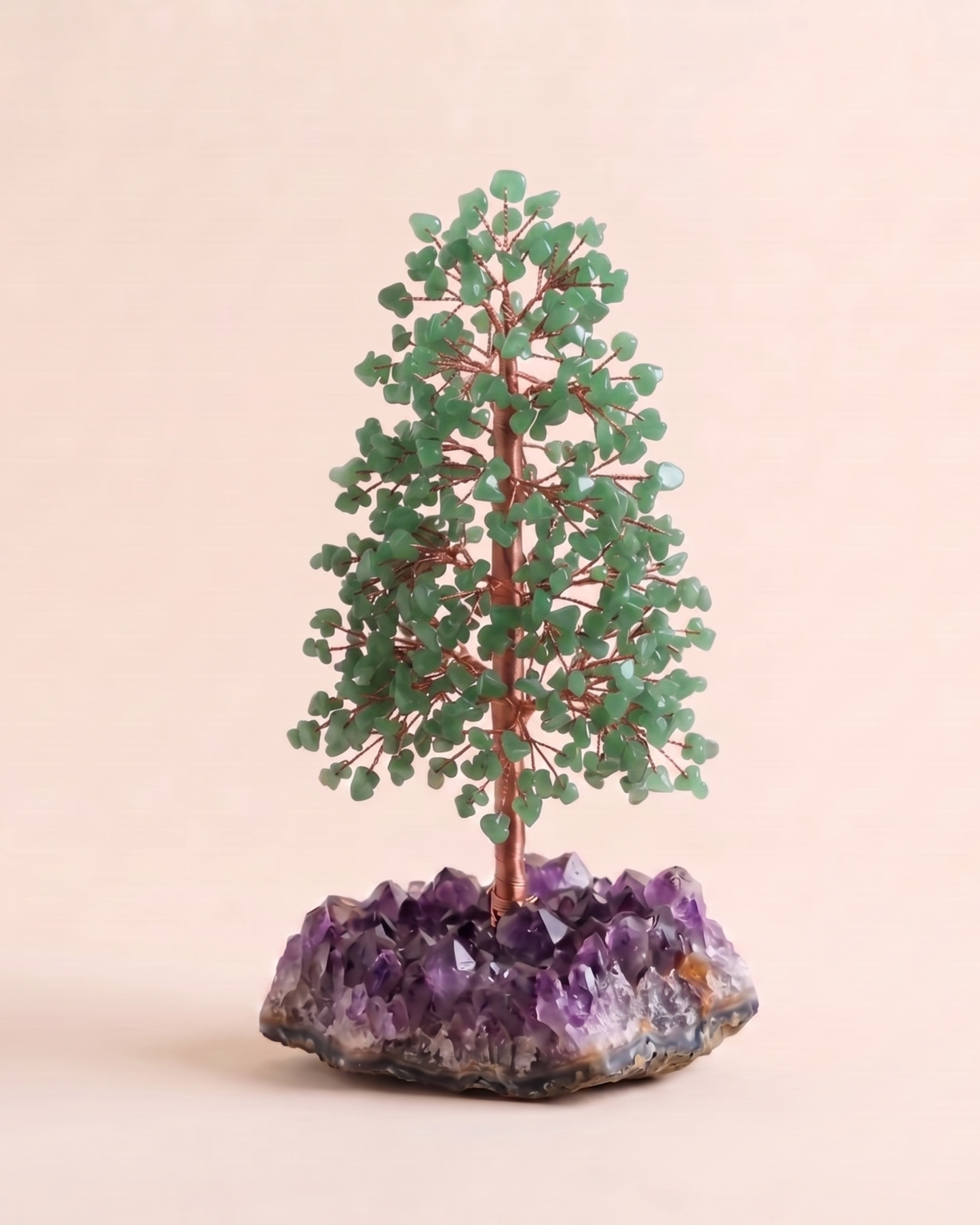 Heart Guardian Tree - Green Aventurine Crystal Tree with Amethyst Base