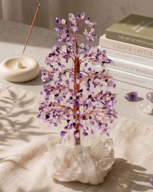 The Synthesis Manifest - Amethyst & Clear Quartz tree